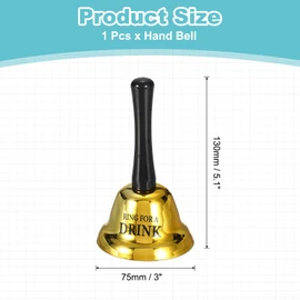 PATIKIL Hand Bell, 3" Small Service Call Bell for Restaurant(DRINK, Yellow)