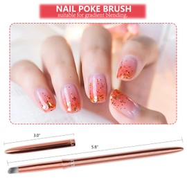 SILPECWEE 1pc Kolinsky Ombre Nail Brush Acrylic Nail Art Brushes Rose Gold Nail Pen Nail Design Brush Nail Polish Brushes Ombre Brush for Gel Nails Manicure Brush Nail Art Tools