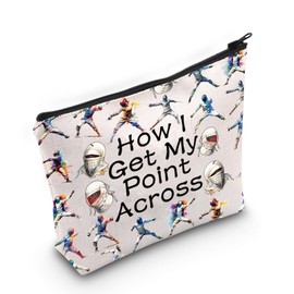 JXGZSO Funny Fencing Cosmetic Bag How I Get My Point Across Makeup Pouch Fencing Sport Gift Fencer Gift (How I Get My Point Across Bag)