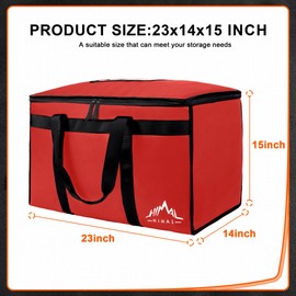 Himal Outdoors Insulated Food Delivery Bag XXXL-23Wx15Hx14D inches Premium Insulated Grocery Bag for HOT/COLD Food Delivery, Fit for Uber Eats, Doordash, Commercial Catering Transportation (Red)