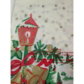 Farrah International Vintage Plastic Christmas Table Cloth 53"X 90" NEW