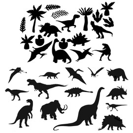 2 x Pack of 19 Jurassic Dinosaur Silhouette Stickers - T-Rex Stickers - Boys Room Décor (Black)