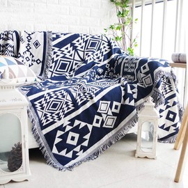 HomeFirst Multi-Cover, Scandinavian Style, Sofa Cover, Stylish, Rectangular Blanket with Fringes, Cotton, For 1 to 2 Seater Sofa, Plain, Blanket, Bed Sheet, Tablecloth, Table Cover, Double-sided, Large, Washable, All Seasons Usable, 4.3 x 5.9 ft (130 x 1
