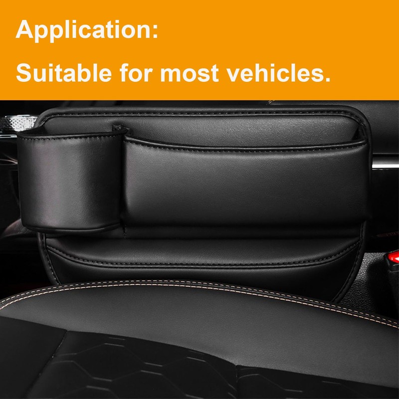 Car Leather Cup Holder Gap Bag for Mobile Phones Glasses