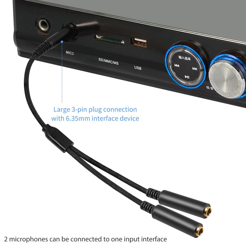 Lrbners 1FT 6.35mm Stereo Male to Dual 6.35mm Female Splitter
