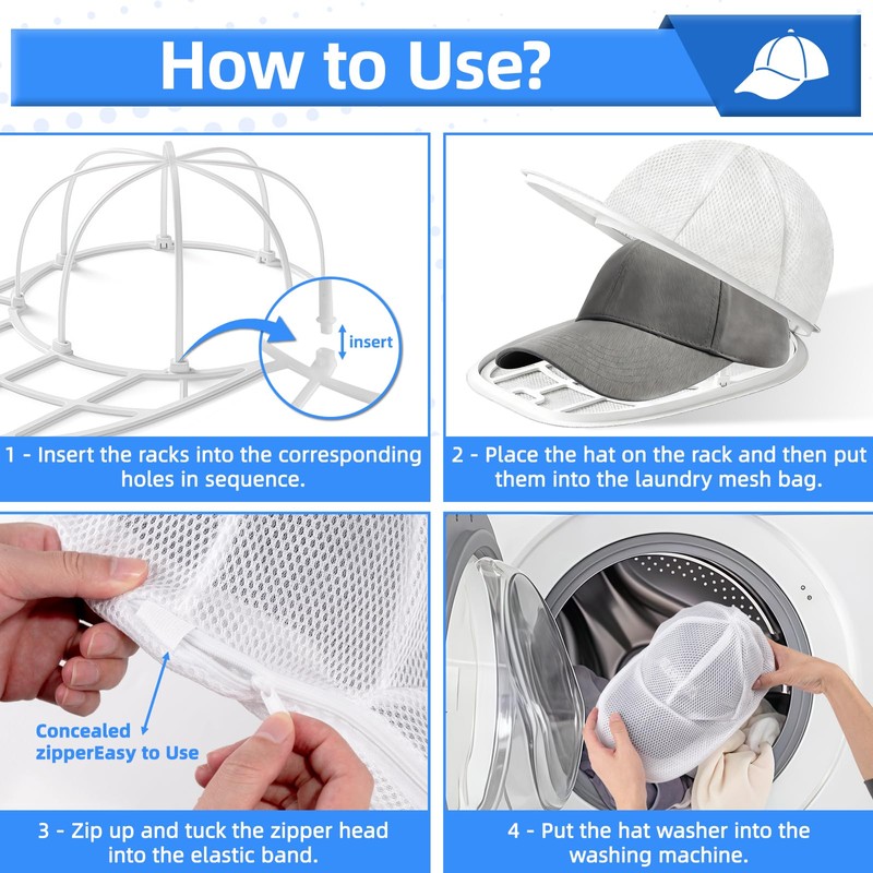 Minmex Hat Washer Cage with Mesh Bags, Hat Cleaner and