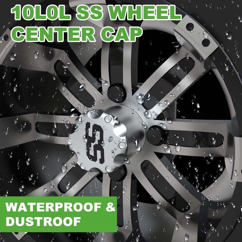 10L0L Golf Cart SS Chrome Wheel Center Caps ITP Push