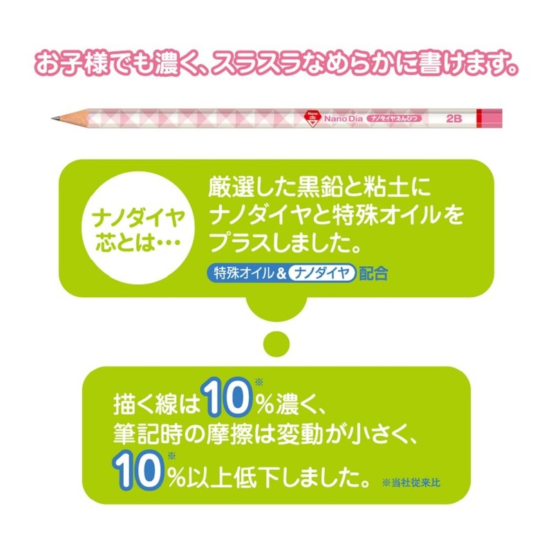 三菱鉛筆 かきかた鉛筆 ナノダイヤ 2B ピンク 1ダース K69022B