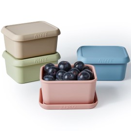 ISSEVE 8oz Silicone Snack Containers for Kids, 1 Cup Reusable Small Containers with Lids, Leak Proof Silicone Food Storage Containers, Kids Lunch Box Containers for Daycare, School, Travel (4)