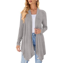 Uvog Summer Cardigans for Women Lightweight Long Trendy Casual Fall Office Cardigan Sweaters Light Grey 3X