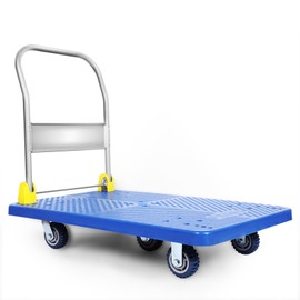 Healsmart Foldable Push Cart Dolly | Heavy Duty Platform Truck with 1320 lbs. Capacity | Collapsible Cart with Wheels and Handle | Under Desk Space Saving 360° Swivel Hand Push Flatbed Moving Wagon