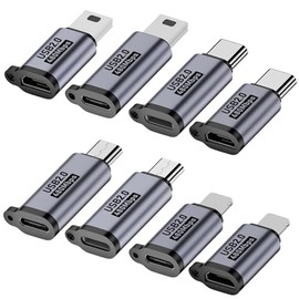 Jadebones Adaptador USB C/Iluminación a Micro USB, Tipo C a Convertidor de Iluminación, Micro USB a USB C, Mini Conector USB (Paquete de 8)