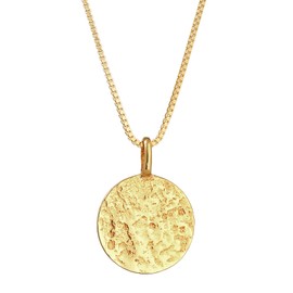 Kuzzoi Men's Silver Necklace with Coin Pendant Round (15 mm), Necklace for Men in 925 Sterling Silver, Gold Chain for Men with Round Plate Pendant, Handmade