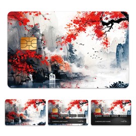 Peacoblue Bank Card Sticker Colorful Ink Landscape Credit Debit Card Custom Skin Cover Protector, 4 Styles Waterproof Scratch-Proof and Attractive Decal for Most Popular EBT Transportation Key Card