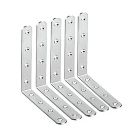 SDTOOLS Heavy Duty Metal 90 Degree Wall Shelf Support Corner Brackets Right Angle L Shape Stainless Steel Braces (125x125x20mm - 5pcs)