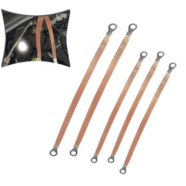 GKmow 5 PCS Automotive Engine Grounding Strap, Flexible Tensile-Resistant Copper Braided Distribution Box Bridge Jumper, Car Multi-Purpose Heavy-Duty Accessories, Suitable for Most Models (Gold)