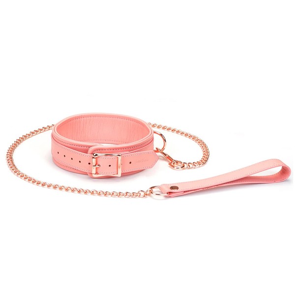 Liebe Seele SM Goods, Genuine Leather, Collar, Choker, Lead Set, For People, Queen, Pink, Luxury, Cosplay, Cowhide Leather, Alloy
