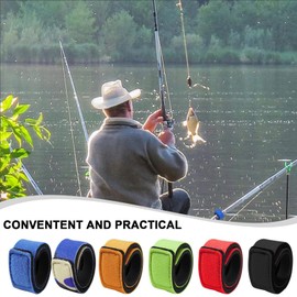 wadafen Pack of 12 fishing rod belts, 6 colours fishing rod straps, fishing rod straps, fishing rod band, for bundles of fishing rods, badminton rackets, cable ties, golf clubs