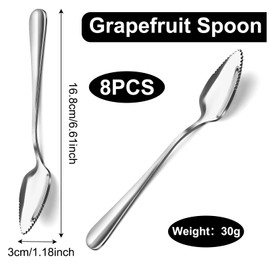 Hunnycook Grapefruit Stainless Steel Flatware Set, 8 Grapefruit Spoons, 2 Grapefruit Knives, Grapefruit Spoons and Knives with Serrated Edge, Suitable for Cutting all Kinds of Fruits