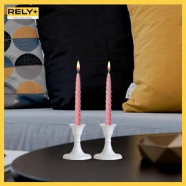 Rely+ White Candle Holder Set of 2 - Decorative Taper Candles for Candlesticks - Candle Stick Candle Holder -Candlestick Holders for Taper Candles - Modern Candle Holders for Dinner, Party