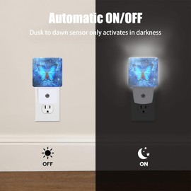 Universe Galaxy and Butterfly Night Light for Kids,Blue Stars and Nebula Plug in Night Light, Dusk to Dawn Sensor Night Light Plug in for Boys Girls 0.5w Energy Saving Sleep Friendly for Home Decor