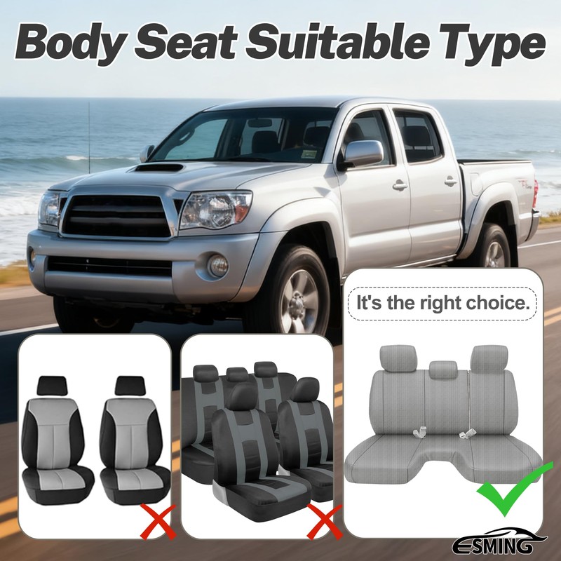 ESMING Front Bench Seat Covers for Toyota Tacoma seat Covers