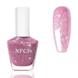 Glitter Nail Polish - Purple Jelly Nail Polish - High Shine Purple Pink Nail Varnish - Shimmer Reflective with Star Paillette Nail Polish - Quick Air Dry Nail Art Gifts for Women