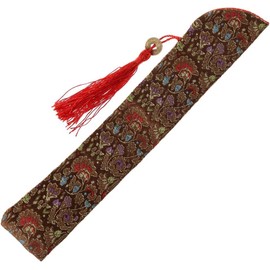 1Pcs Multicolour Folding Fan Pouch, Silk Folding Chinese Hand Fan Bag with Tassel Dustproof Holder Protector Pouch Case Cover Retro Style Purple Decorative Signs and Plaques
