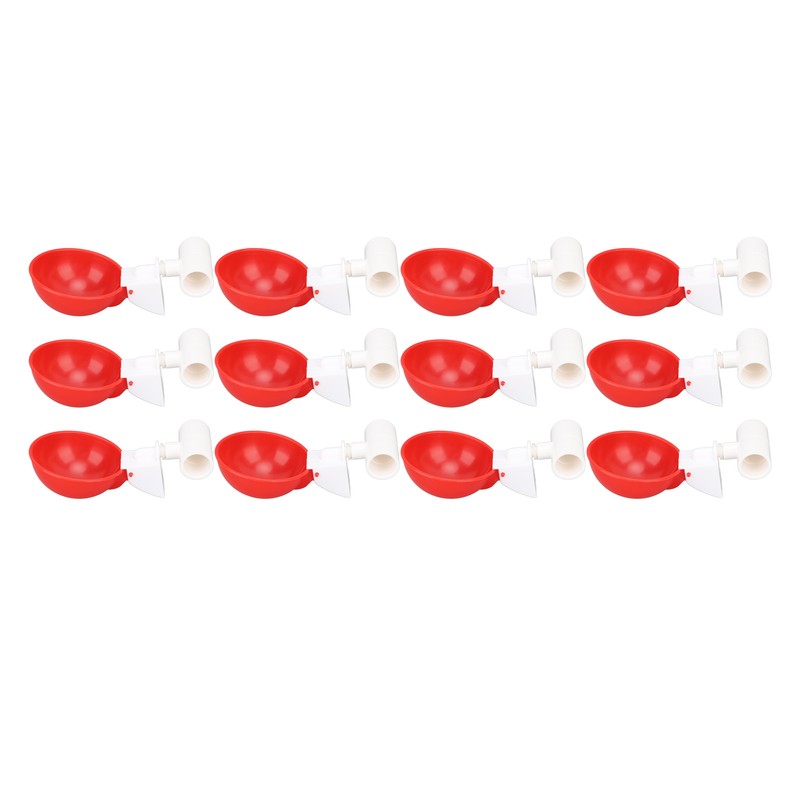 12 Sets Chicken Watering Cup with Tee Connector Automatic Feeding