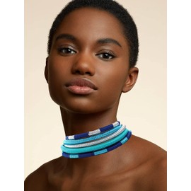 Fstrend Conjunto de collar y pendientes bohemios tribales con capas africanas, aleación, Aleación.,