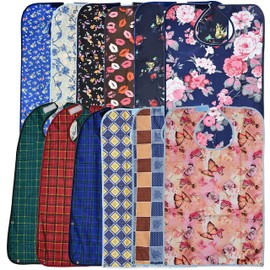 12 Pack Adult Bibs with Crumb Catcher - Waterproof and Reusable Clothing Protectors for Elderly, Seniors and Disabled