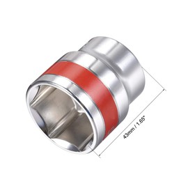 uxcell 1/2-Inch Drive by 32mm Shallow Socket with Red Band, Cr-V, 6-Point, Metric