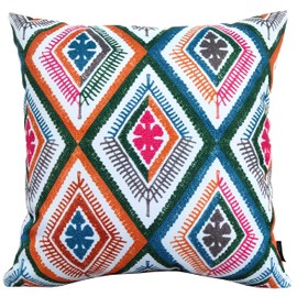 Olivia Rocco Pack of 2 Waterproof Cushion Cover Outdoor Garden Breathable Decorative Cushions Covers for Patio Bench Sofa Furniture Indoor Living Room Bed Chair Scatter (Meze Multi, 43 x 43 cm)