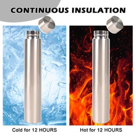 ChezMax Slim Thin Stainless Steel Vacuum Insulated Water Bottle Leak Proof Eco-Friendly Travel Cup Sports Drink Bottle 8.8OZ Silvery