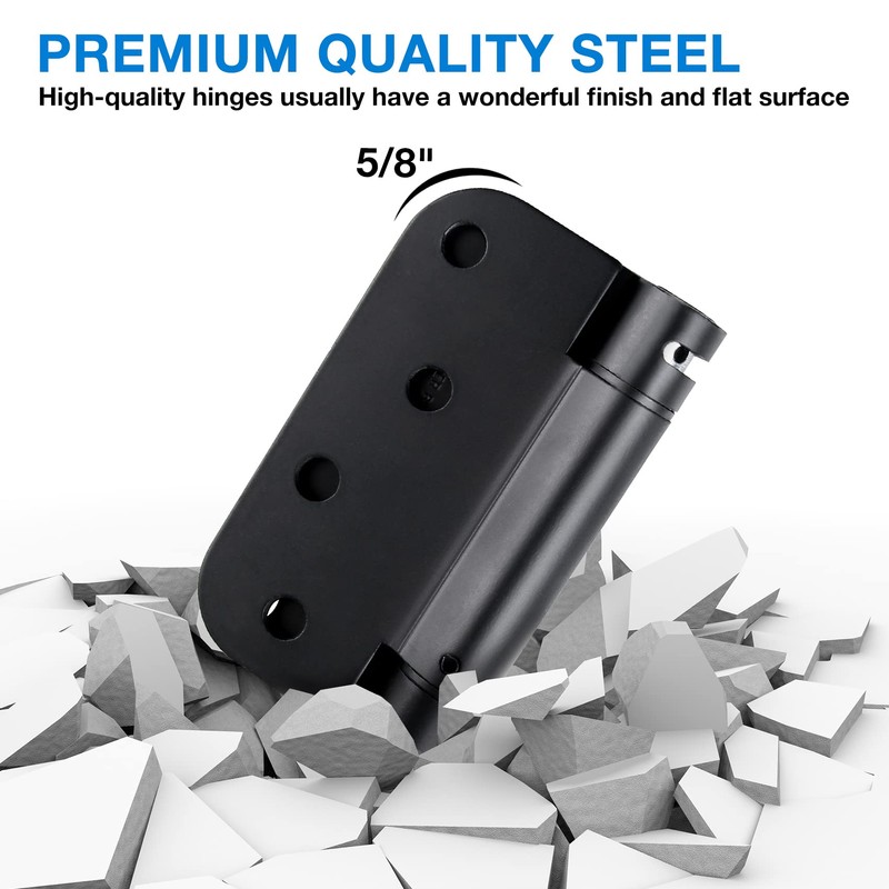Automatic Self-Closing Door Hinges Black Matte 4 Inch x 4",Spring