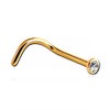 18 K Gold Plated With Rhinestone Nose Stud 2.25 mm/Shank