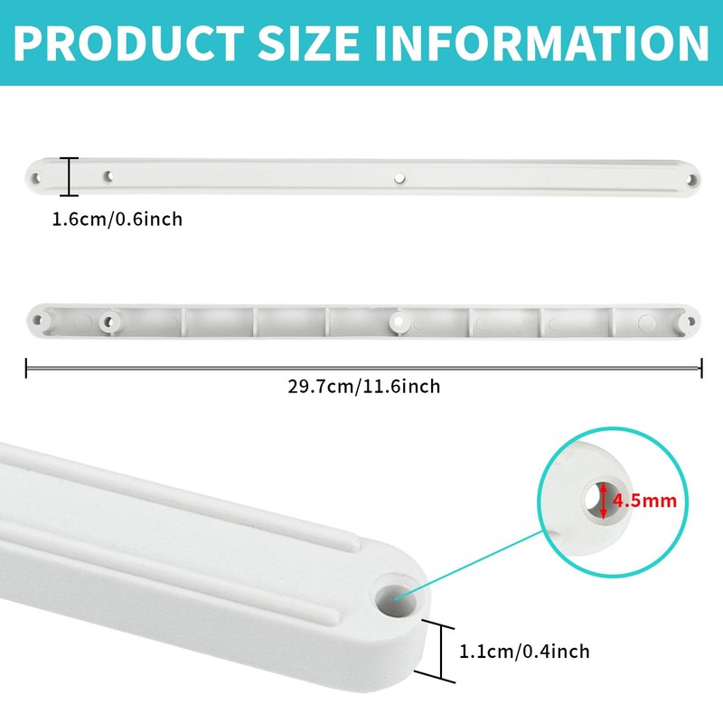 10 Pair Drawer Runners, 300mm Replacement Draw Runners White Plastic