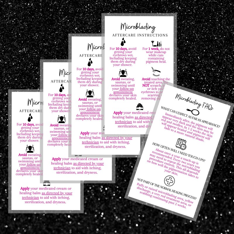 Boutique Marketing LLC Microblading Aftercare Instruction Cards | 50 Pack