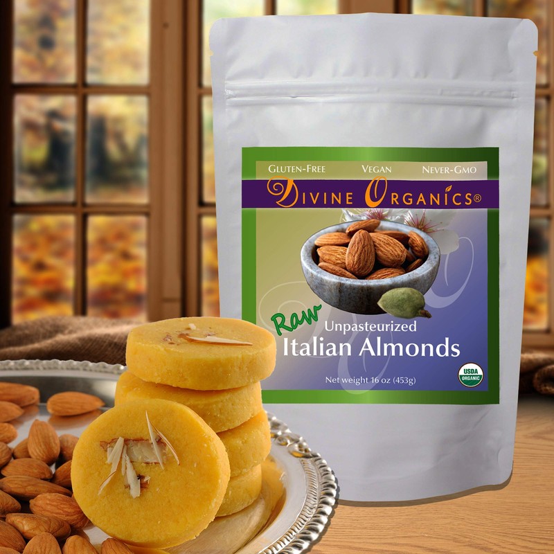 Raw Italian Almonds Divine Organics 16 oz 453 grams (16