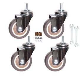Stem Casters, 360 Degree Swivel Stem TPR Wheels with Metric M6-1.0x15mm M8-1.0x15mm M10-1.0x15mm Thread Industrial Castors for Carts, Furniture, Dolly, Workbench