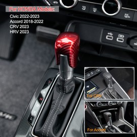 CKE for Honda Civic 2022 2023 2024 for Honda CR-V HR-V 2023 2024 for Honda Accord 2018-2024 Accessories ABS Car Center Console Gear Shift Knob Cover Trim Cap -Red Carbon