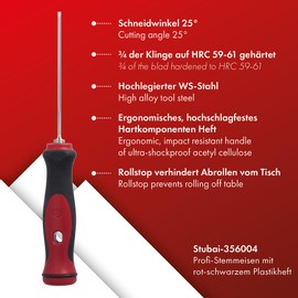 Stubai 356004 4 mm Special Wood Chisel with Plastic Handle