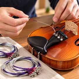 10 Sets Violin Strings for 4/4 & 3/4 Violins – Medium Soft Alloy Replacement Strings for Practice and Daily Playing