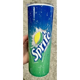 Stainless NEW! SPRITE LEMON LIME SODA POP CAN 20 OZ STAINLESS STEEL TUMBLER CUP +LID/STRAW