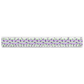 Cute Eggplant Aubergine on Stripes Pattern 12 Inch Standard and Metric Plastic Ruler
