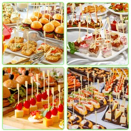 100PCS Bamboo Skewers for Appetizers, 6 Inch Flat Paddle Wooden Skewers Bamboo Sticks Fancy Toothpicks for Appetizers Cocktail Picks for Drinks Fruit Grilling Sandwich Charcuterie Boards Accessories