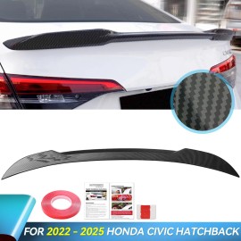 AUTOXBERT For 2022-2025 Honda Civic Hatchback V-Style Carbon Fiber Trunk Lid Spoiler Wing/