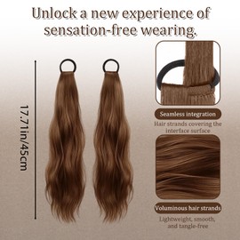 Ponytail Extension Human Hair, 2 Pack Brown Ponytail Extensions, 45cm Long Synthetic Hair Ponytail for Women, Lightweight Hair Pieces for Daily Style and Special Occasions