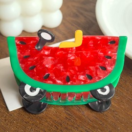 Fruit Car Shape Hair Clips 3.34" Hair Barrette Clips Cute Women Girls Hair Accessories, Watermelon Car
