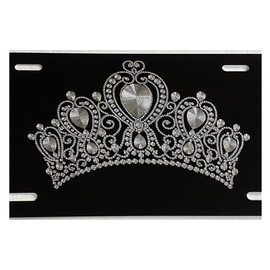 Engraved Princess Queen Crown Tiara Car Tag Diamond Etched Novelty License Plate